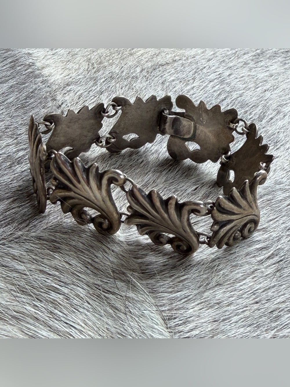 Vintage Sterling Silver Mexican Taxco Floral Bracelet